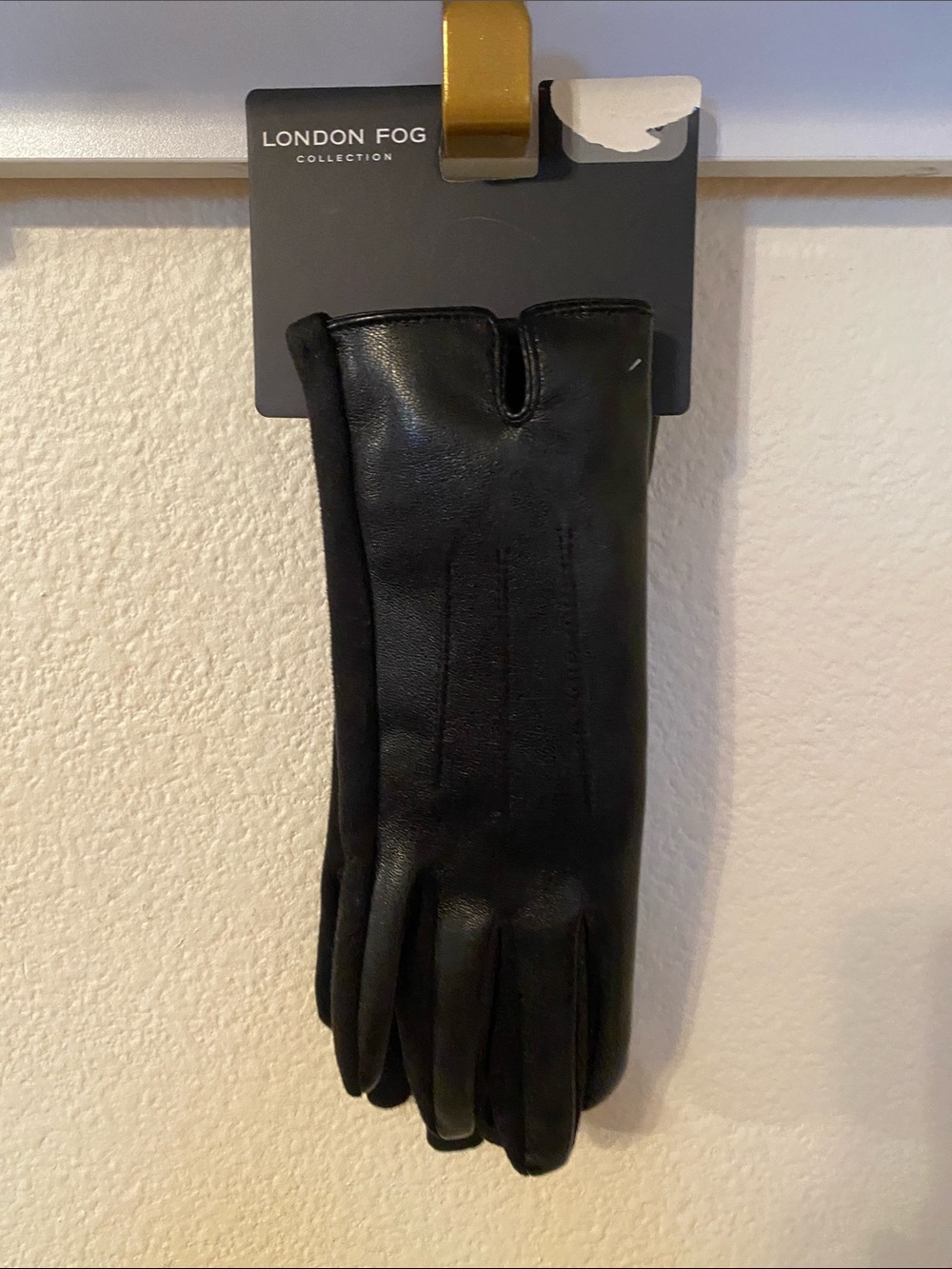 London Fog Black Faux Leather Gloves